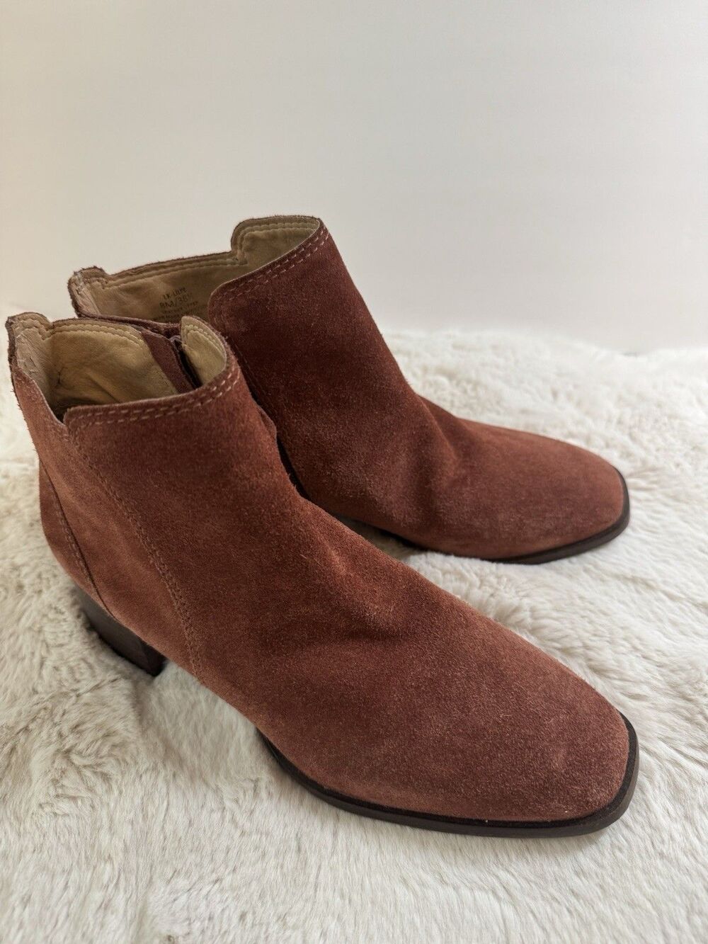 Lucky Brand Boots Lilye Square Toe Suede Fall Booties New Rust Gorgeous Size 8
